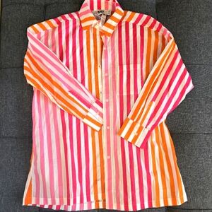 Beach Riot Vibrant Striped Casual Button Down Coverup